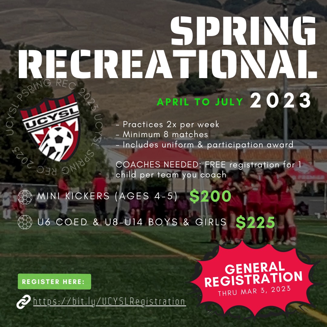 SPRING RECREATIONAL SOCCER Union City Youth Soccer